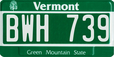 VT license plate BWH739