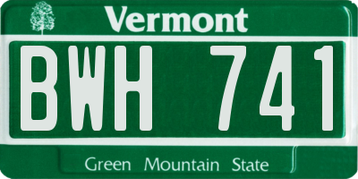 VT license plate BWH741