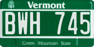 VT license plate BWH745