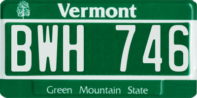 VT license plate BWH746