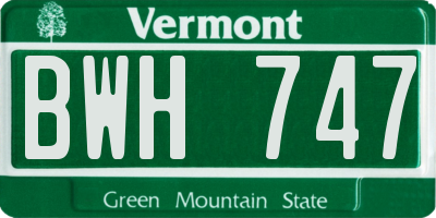 VT license plate BWH747