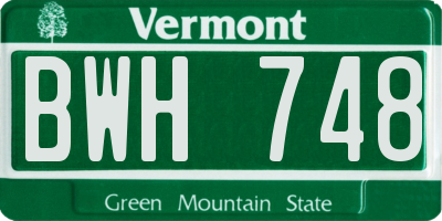 VT license plate BWH748