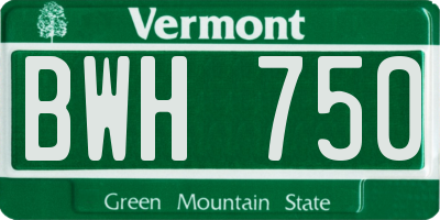 VT license plate BWH750