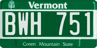 VT license plate BWH751