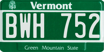 VT license plate BWH752