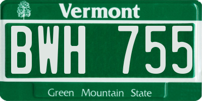 VT license plate BWH755