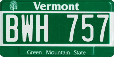 VT license plate BWH757