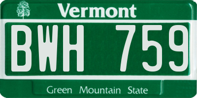 VT license plate BWH759