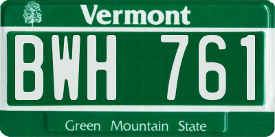 VT license plate BWH761