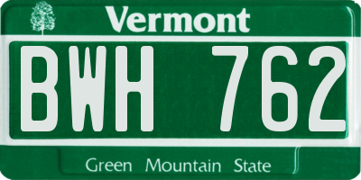 VT license plate BWH762