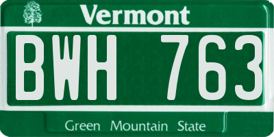 VT license plate BWH763