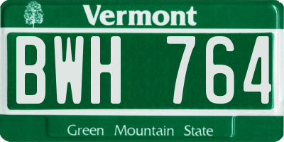 VT license plate BWH764