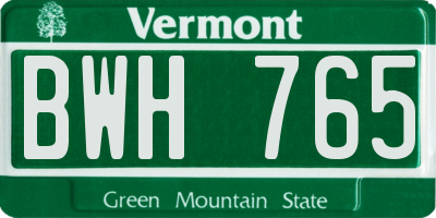 VT license plate BWH765