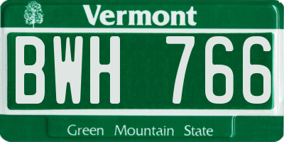 VT license plate BWH766
