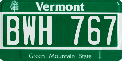 VT license plate BWH767
