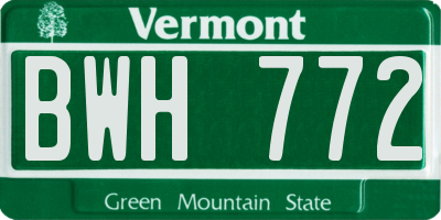 VT license plate BWH772