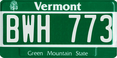 VT license plate BWH773