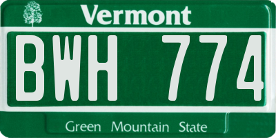 VT license plate BWH774