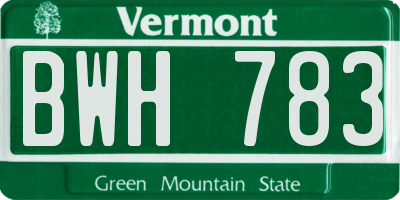 VT license plate BWH783