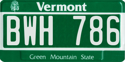 VT license plate BWH786