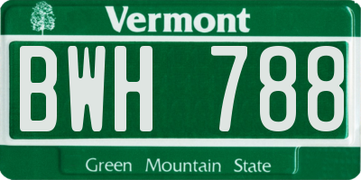 VT license plate BWH788