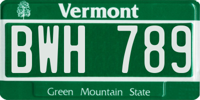 VT license plate BWH789