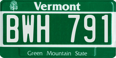 VT license plate BWH791