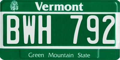 VT license plate BWH792