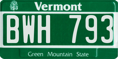 VT license plate BWH793