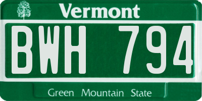 VT license plate BWH794