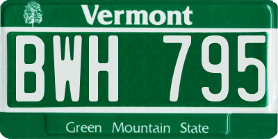 VT license plate BWH795