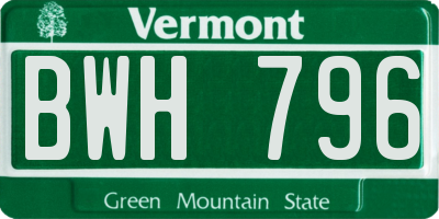 VT license plate BWH796