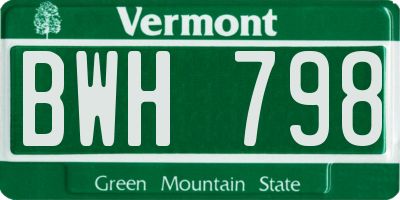 VT license plate BWH798