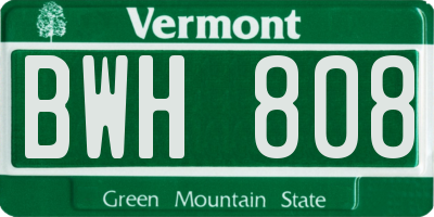 VT license plate BWH808