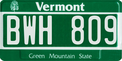 VT license plate BWH809