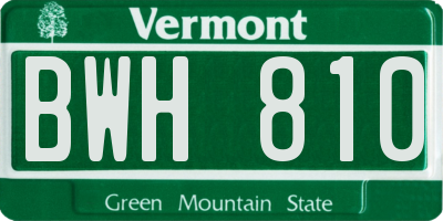 VT license plate BWH810