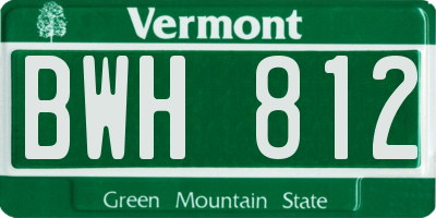 VT license plate BWH812