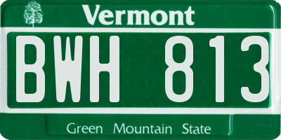 VT license plate BWH813