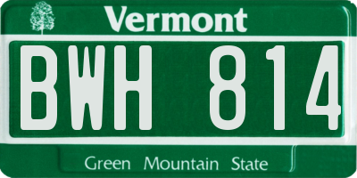 VT license plate BWH814