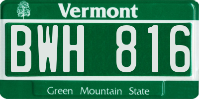 VT license plate BWH816