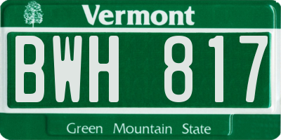 VT license plate BWH817
