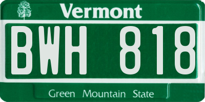 VT license plate BWH818