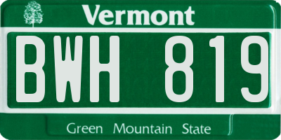 VT license plate BWH819