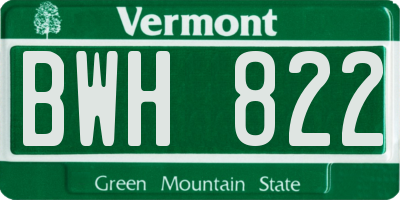 VT license plate BWH822