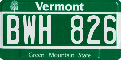 VT license plate BWH826