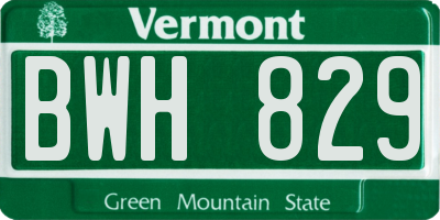 VT license plate BWH829