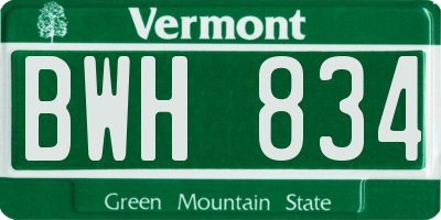 VT license plate BWH834