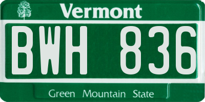 VT license plate BWH836