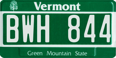 VT license plate BWH844
