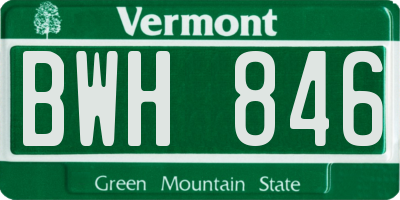 VT license plate BWH846